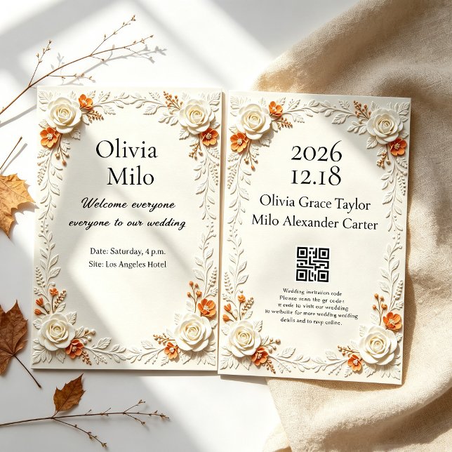 Elegant 3D embossed floral style Invitation (Creator Uploaded)