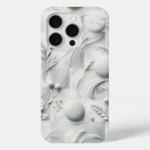 Elegant 3D Floral Marble Phone Case - White Relief