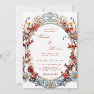  Elegant 3D Floral Wreath Invitation