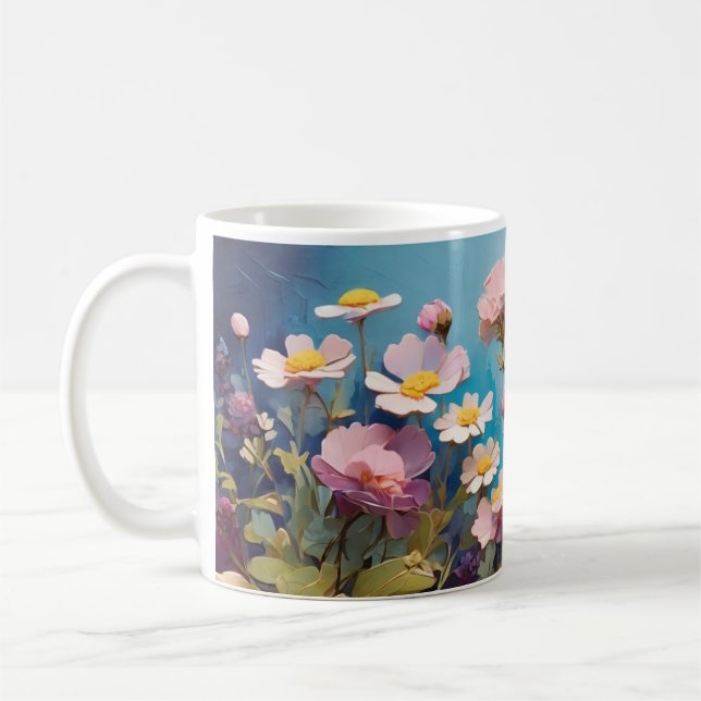 Elegant 3D Flowers Mug (Left)