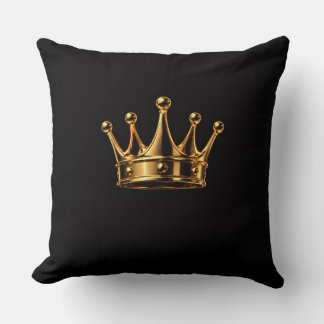 Elegant 3D Golden Crown on Black Cushion