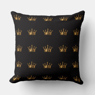 Elegant 3D Golden Crown on Black Cushion