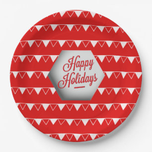 Elegant 3D Happy Holidays Paper Plate