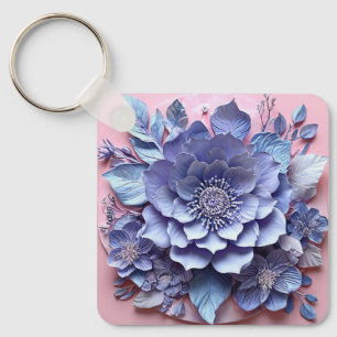 Elegant 3D Paper Flower Arrangement in Pastel Tone Key Ring