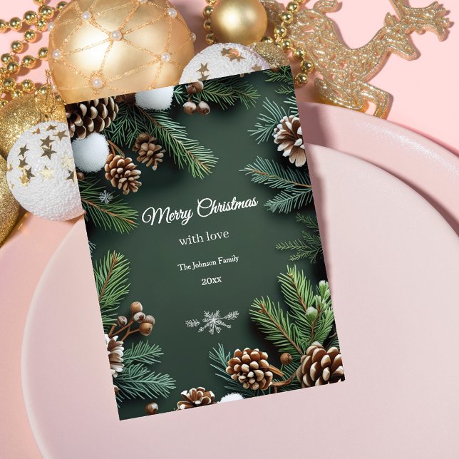 Elegant 3D Pine Trees & Cones Christmas Card (Creator Uploaded)