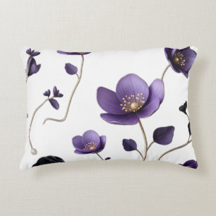 Elegant 3D Purple & Gold Floral Botanical Pattern  Decorative Cushion
