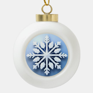 Elegant 3d Snowflake Design Ceramic Ball Christmas Ornament