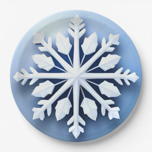 Elegant 3d Snowflake Design Paper Plate