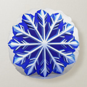 Elegant 3d Snowflake Design Round Cushion