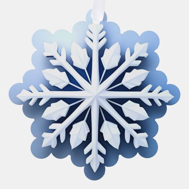 Elegant 3d Snowflake Design Tree Decoration Card (Front)