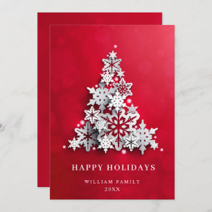 Elegant 3D Snowflakes Christmas Tree Greeting Holiday Card