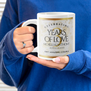 Elegant 3rd Leather Wedding Anniversary Large Coffee Mug