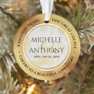Elegant 3rd Leather Wedding Anniversary Ornament