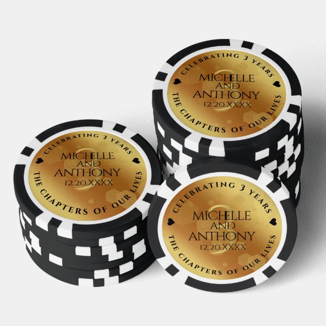 Elegant 3rd Leather Wedding Anniversary Poker Chips (Stack)
