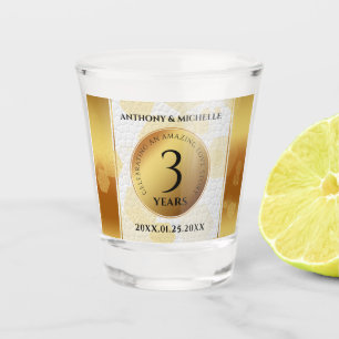 Elegant 3rd Leather Wedding Anniversary Shot Glass