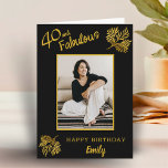 Elegant 40 and Fabulous Gold Foliage 40th Birthday Card<br><div class="desc">Elegant 40 and Fabulous Gold Foliage 40th Birthday card. The design has a beautiful golden foliage in the corners. Add your name,  age and text inside the card.</div>