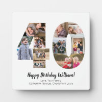 Elegant 40 Number Photo Collage Custom Greeting