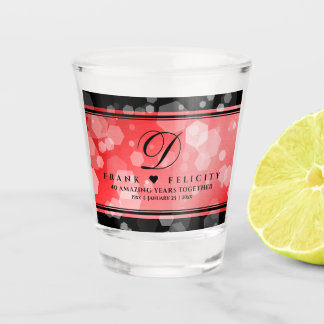 Elegant 40th 80th Ruby Wedding Anniversary Shot Glass