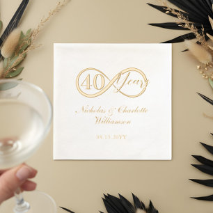 Elegant 40th Anniversary Milestone Infinity Love Foil Napkins