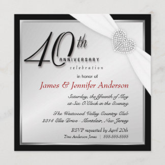Elegant 40th Annniversary Party Invitations