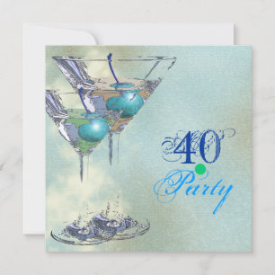 Elegant 40th aqua green party invitation