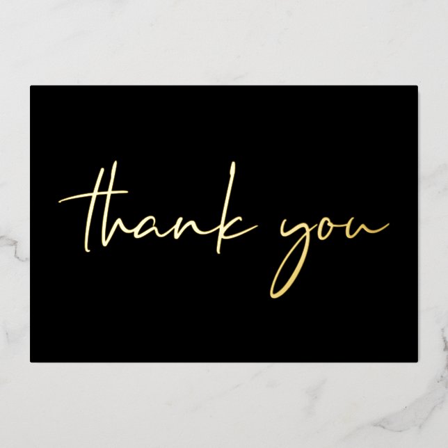 Elegant 40th Birthday Black Foil Thank You Card (Front)
