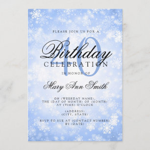 Elegant 40th Birthday Blue Winter Wonderland Invitation