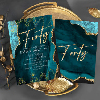 Elegant 40th Birthday Forty Gold Invitation