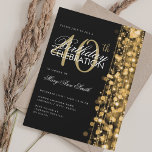 Elegant 40th Birthday Glam Sparkles Gold & Black Invitation<br><div class="desc">Elegant 40th Birthday Party Sparkles Gold invitation template. Featuring lights,  string and sparkles. Great for 30th,  40th,  50th,  60th and 70th birthday and more!</div>
