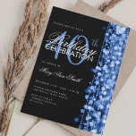 Elegant 40th Birthday Glam Sparkles Navy Blue  Invitation<br><div class="desc">Elegant 40th Birthday Party Sparkles Navy Blue invitation template. Featuring lights,  string and sparkles. Great for 30th,  40th,  50th,  60th and 70th birthday and more!</div>