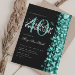 Elegant 40th Birthday Glam Sparkles Turquoise  Invitation<br><div class="desc">Elegant 40th Birthday Party Sparkles Turquoise invitation template. Featuring lights,  string and sparkles. Great for 30th,  40th,  50th,  60th and 70th birthday and more!</div>
