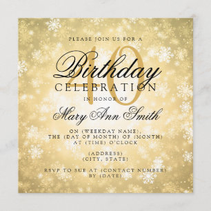 Elegant 40th Birthday Gold Winter Wonderland Invitation
