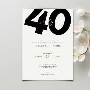 Elegant 40th Birthday Invitation - Minimal Style