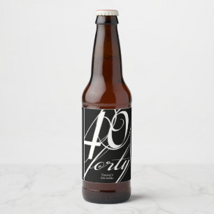 Elegant 40th Birthday Party Beer Bottle Label