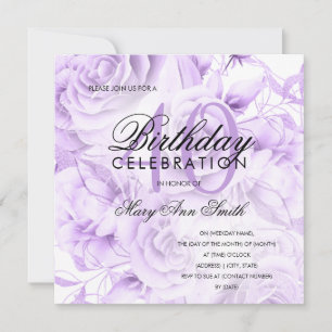Elegant 40th Birthday Party Floral Purple 