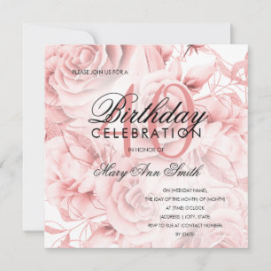 Elegant 40th Birthday Party Floral Rose Gold 