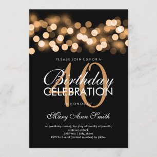 Elegant 40th Birthday Party Gold Hollywood Glam Invitation