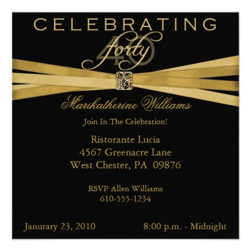 Elegant 40Th Anniversary Invitations 7