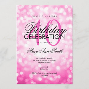Elegant 40th Birthday Party Pink Glitter Lights Invitation