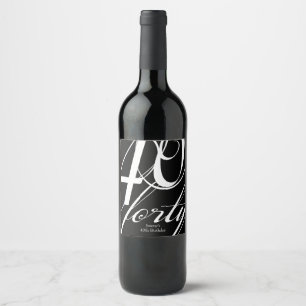 Elegant 40th Birthday Party Wine Label