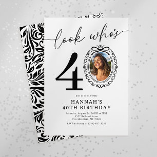 Elegant 40th Birthday Photo Invitation