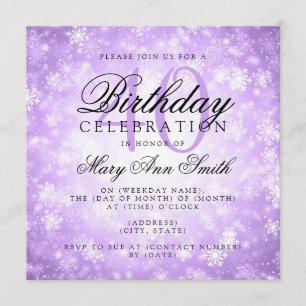 Elegant 40th Birthday Purple Winter Wonderland Invitation