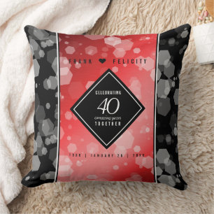 Elegant 40th Ruby Wedding Anniversary Celebration Cushion
