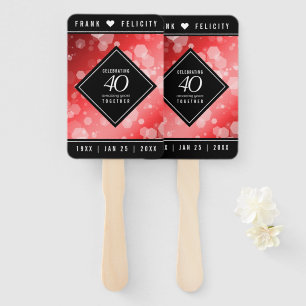 Elegant 40th Ruby Wedding Anniversary Celebration Hand Fan