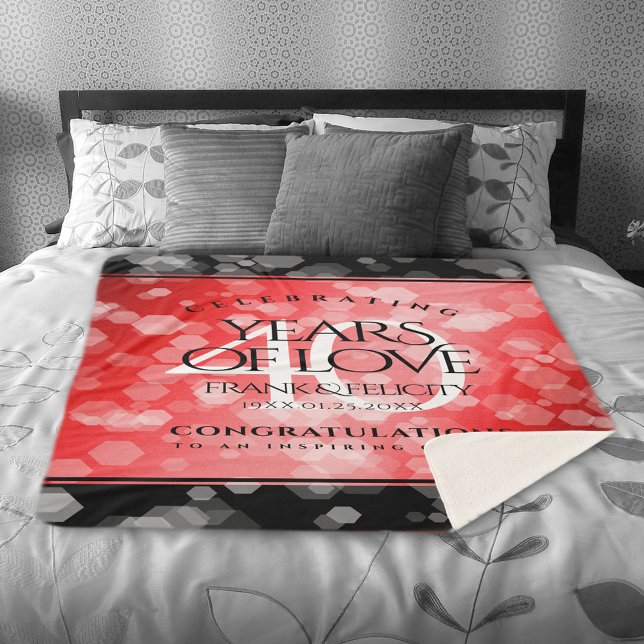 Elegant 40th Ruby Wedding Anniversary Sherpa Blanket (Elegant 40th Ruby Wedding Anniversary Sherpa Fleece Blanket Cover Photo.)