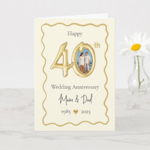 Elegant 40th Wedding Anniversary Card - Mum & Dad 