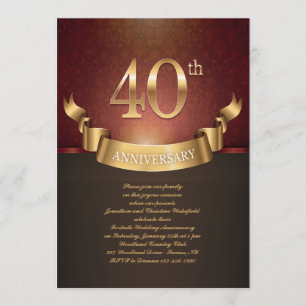 Elegant 40th Wedding Anniversary Invitation