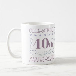 Elegant 40th Wedding Anniversary Purple Coffee Mug