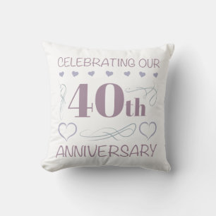 Elegant 40th Wedding Anniversary Purple Cushion