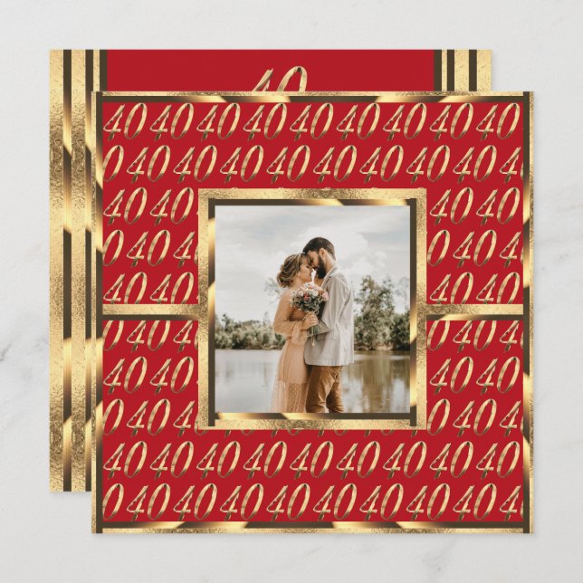 Elegant 40th Wedding Ruby Anniversary Invitation (Front/Back)